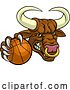 Vector Illustration of Bull Minotaur Longhorn Cow Basketball Mascot by AtStockIllustration