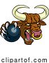 Vector Illustration of Bull Minotaur Longhorn Cow Bowling Mascot by AtStockIllustration