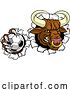 Vector Illustration of Bull Minotaur Longhorn Cow Soccer Mascot by AtStockIllustration