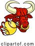 Vector Illustration of Bull Minotaur Longhorn Cow Softball Mascot by AtStockIllustration