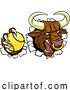 Vector Illustration of Bull Minotaur Longhorn Cow Softball Mascot by AtStockIllustration