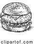 Vector Illustration of Burger Hamburger Vintage Woodcut Illustration by AtStockIllustration
