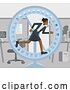 Vector Illustration of Businesswoman Hamster Wheel Stress Concept by AtStockIllustration