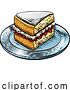 Vector Illustration of Cake Sponge Slice Jam Cream Woodcut Drawing by AtStockIllustration