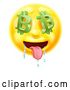Vector Illustration of Cartoon 3d Drooling Yellow Male Smiley Emoji Emoticon Face with Bitcoin Symbol Eyes by AtStockIllustration
