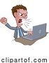 Vector Illustration of Cartoon Angry Businessman Boss Shouting at Laptop Cartoon by AtStockIllustration