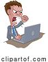 Vector Illustration of Cartoon Angry Businessman Boss Shouting at Laptop Cartoon by AtStockIllustration