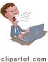 Vector Illustration of Cartoon Angry Businessman Boss Shouting at Laptop Cartoon by AtStockIllustration