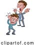 Vector Illustration of Cartoon Angry Mean Bully Boss Shouting at Worker Cartoon by AtStockIllustration