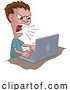 Vector Illustration of Cartoon Angry Stressed Guy Shouting at Laptop Cartoon by AtStockIllustration