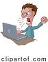 Vector Illustration of Cartoon Angry Stressed Guy Shouting at Laptop Cartoon by AtStockIllustration