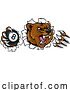 Vector Illustration of Cartoon Bear Angry Pool 8 Ball Billiards Mascot Cartoon by AtStockIllustration
