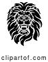 Vector Illustration of Cartoon Black and White Roaring Male Lion Head by AtStockIllustration
