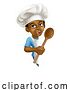 Vector Illustration of Cartoon Black Boy Child Chef Kid Sign by AtStockIllustration