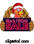 Vector Illustration of Cartoon Black Friday Sale Turkey in Santa Hat Cartoon by AtStockIllustration