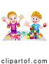 Vector Illustration of Cartoon Boy and Girl Playing by AtStockIllustration