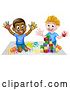 Vector Illustration of Cartoon Boys Playing with Toys by AtStockIllustration