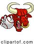 Vector Illustration of Cartoon Bull Minotaur Longhorn Cow Baseball Mascot Cartoon by AtStockIllustration