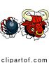 Vector Illustration of Cartoon Bull Minotaur Longhorn Cow Bowling Mascot Cartoon by AtStockIllustration