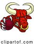 Vector Illustration of Cartoon Bull Minotaur Longhorn Cow Cricket Mascot Cartoon by AtStockIllustration