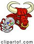Vector Illustration of Cartoon Bull Minotaur Longhorn Cow Gamer Mascot Cartoon by AtStockIllustration