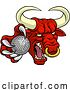 Vector Illustration of Cartoon Bull Minotaur Longhorn Cow Golf Mascot Cartoon by AtStockIllustration
