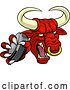 Vector Illustration of Cartoon Bull Minotaur Longhorn Cow Ice Hockey Mascot by AtStockIllustration
