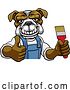 Vector Illustration of Cartoon Bulldog Painter Decorator Holding Paintbrush by AtStockIllustration