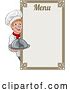 Vector Illustration of Cartoon Chef Cook Baker Guy Menu Sign Background by AtStockIllustration