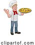 Vector Illustration of Cartoon Chef Cook Guy Holding a Pizza by AtStockIllustration