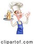 Vector Illustration of Cartoon Chef Holding Hot Dog by AtStockIllustration