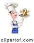 Vector Illustration of Cartoon Chef Poiting with Kebab by AtStockIllustration