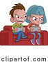 Vector Illustration of Cartoon Children Gamers Playing Video Games Console Cartoon by AtStockIllustration