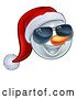 Vector Illustration of Cartoon Cool Christmas Snowman Santa Hat Sunglasses Emoji by AtStockIllustration