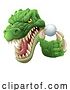 Vector Illustration of Cartoon Crocodile Dinosaur Alligator Golf Sports Mascot by AtStockIllustration