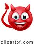 Vector Illustration of Cartoon Devil Emoji Emoticon Guy Face Icon Mascot by AtStockIllustration