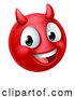 Vector Illustration of Cartoon Devil Emoji Emoticon Guy Face Icon Mascot by AtStockIllustration