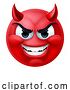 Vector Illustration of Cartoon Devil Emoji Emoticon Guy Face Icon Mascot by AtStockIllustration