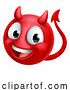 Vector Illustration of Cartoon Devil Emoji Emoticon Guy Face Icon Mascot by AtStockIllustration