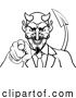 Vector Illustration of Cartoon Devil Evil Business Man in Suit Pointing by AtStockIllustration