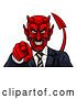 Vector Illustration of Cartoon Devil Evil Business Man Pointing in Suit by AtStockIllustration