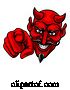 Vector Illustration of Cartoon Devil Satan Pointing Finger at You Mascot Cartoon by AtStockIllustration