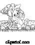 Vector Illustration of Cartoon Easter Bunny Rabbit Eggs Basket Background Cartoon by AtStockIllustration