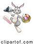 Vector Illustration of Cartoon Easter Bunny Rabbit Food Tray Cloche Chef by AtStockIllustration