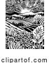 Vector Illustration of Cartoon Fields Rolling Hills Farm Land Flowers Background by AtStockIllustration