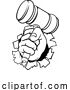 Vector Illustration of Cartoon Fist Hand Holding Judge Hammer Gavel Cartoon by AtStockIllustration