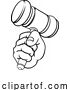 Vector Illustration of Cartoon Fist Hand Holding Judge Hammer Gavel Cartoon by AtStockIllustration