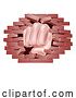 Vector Illustration of Cartoon Fist Punching Through Brick Wall Concept by AtStockIllustration