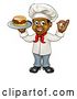 Vector Illustration of Cartoon Full Length Male Chef Holding a Cheese Burger on a Tray and Gesturing Perfect by AtStockIllustration