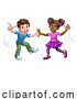 Vector Illustration of Cartoon Girl and Boy Kid Children Dancing by AtStockIllustration
